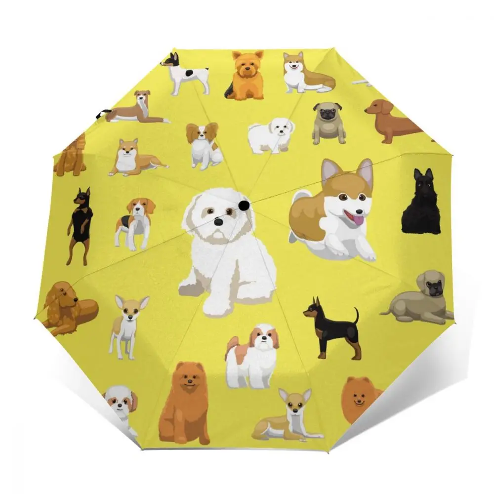 

Automatic Umbrella Various Small Dog Breeds Poses three-fold umbrella women men rain umbrella