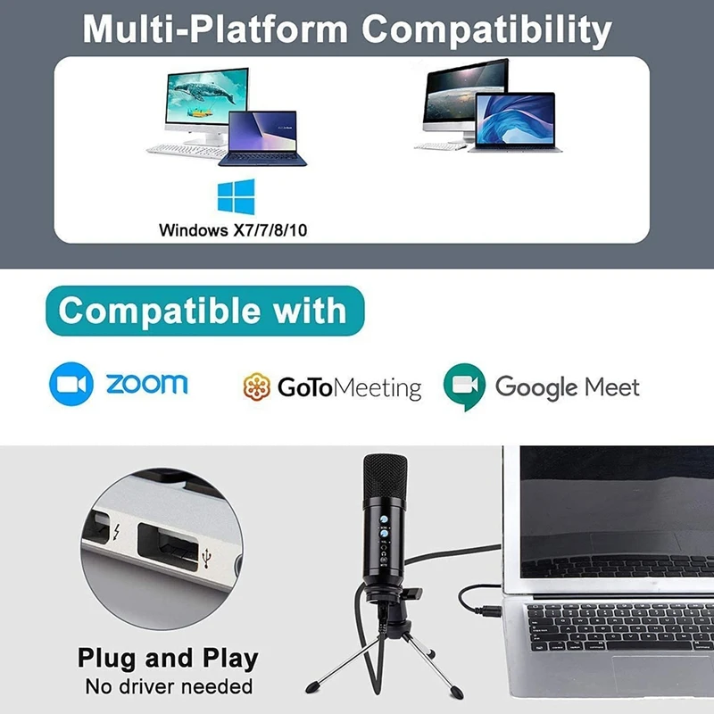 Конденсаторный микрофон компьютер USB подставка для игр подкастов чаты видео Youtube