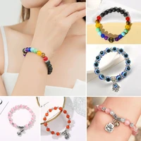 retro colorful beaded devil eye bracelet for women cute stone zircon elastic rope bracelet fashion sweet jewelry gifts for girls