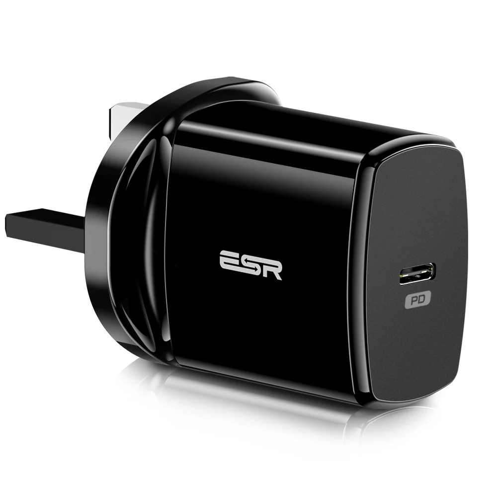 UK Plug ESR USB C быстрое зарядное устройство 18 Вт с настенной вилкой для путешествий быстрое зарядное устройство type C type-c PD для iPhone 11 X XR XS Max iPad Pro EU US UK - Тип штекера: UK Plug