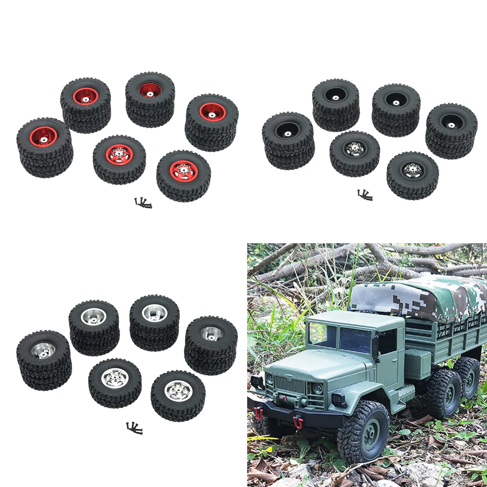 

4pcs 1:16 Remote Control Rubber Tire for WPL B16 B36 Crawler Car Spare Parts