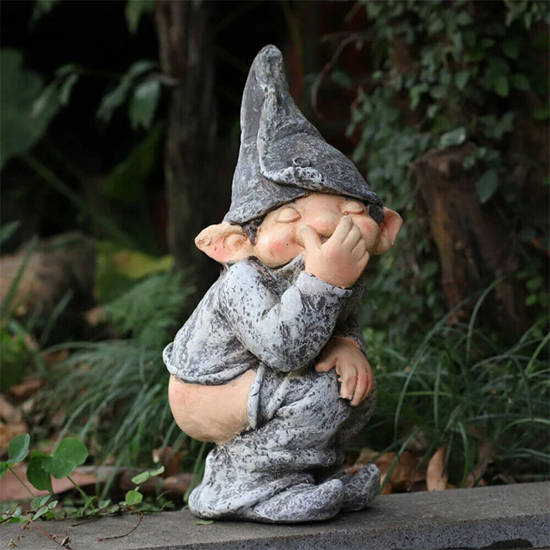 

Naughty Garden Funny Gnome Statue Elf Out The Door Home Yard Decor Resin Crafts Miniature Dwarf Figurine Statue Wacky Gift