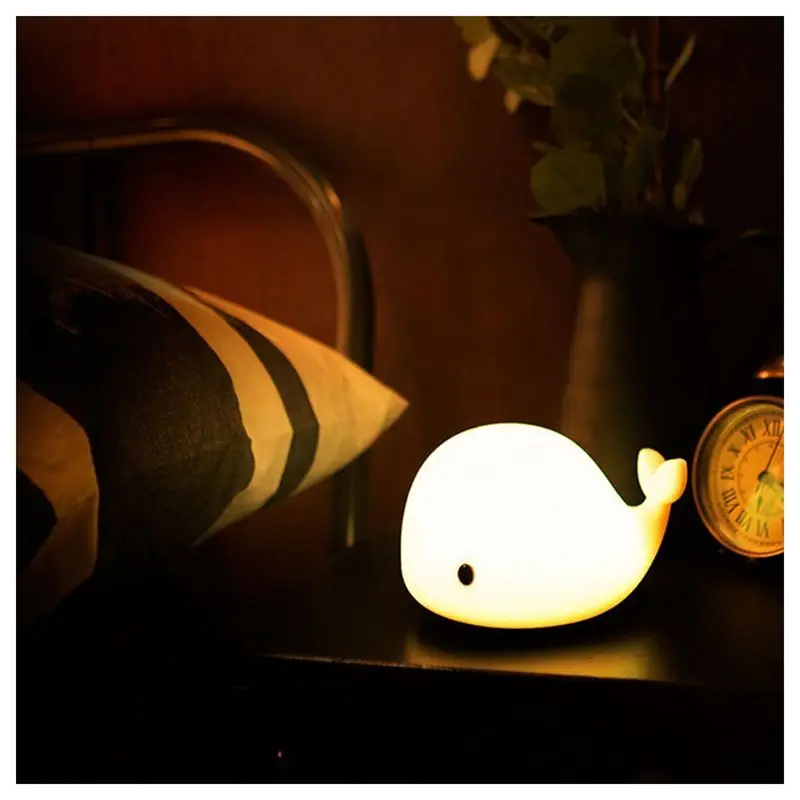 

Cute Multicolor Night Lights of 6 Modes for Kid, USB Rechargeable LED Night Lamp, Cartoon colorful small whale sensitive lights