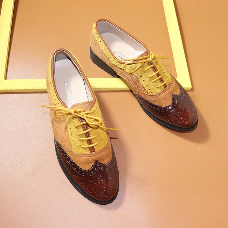 

Women Oxford Brogues Shoes Genuine Leather Loafers For Woman Sneakers Female Oxfords Ladies laces Single Shoes 2020 Steinmeier