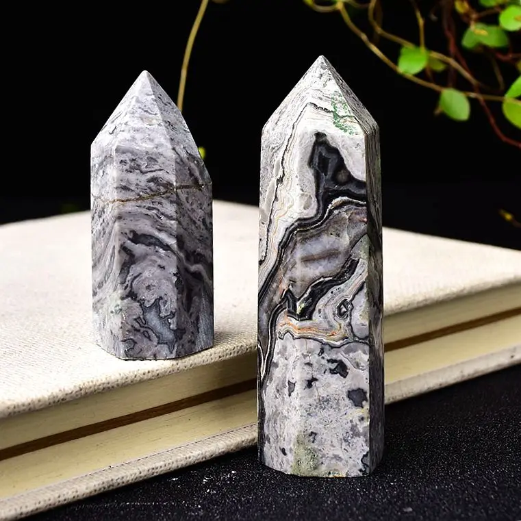 

1PC Natural Crystal Picasso Hexagonal Column Point Mineral Quartz Ornament Healing Obelisk Wand Home Decor DIY Gift Decoration