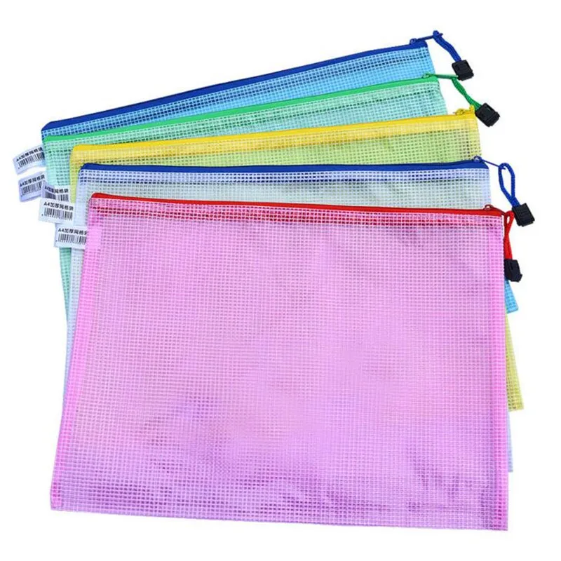 

1pc A3/A4/A5/A6 Waterproof PVC Mesh Zipper File Folder Test Paper Storage Bag Document Holder Stationery Office School Supplies
