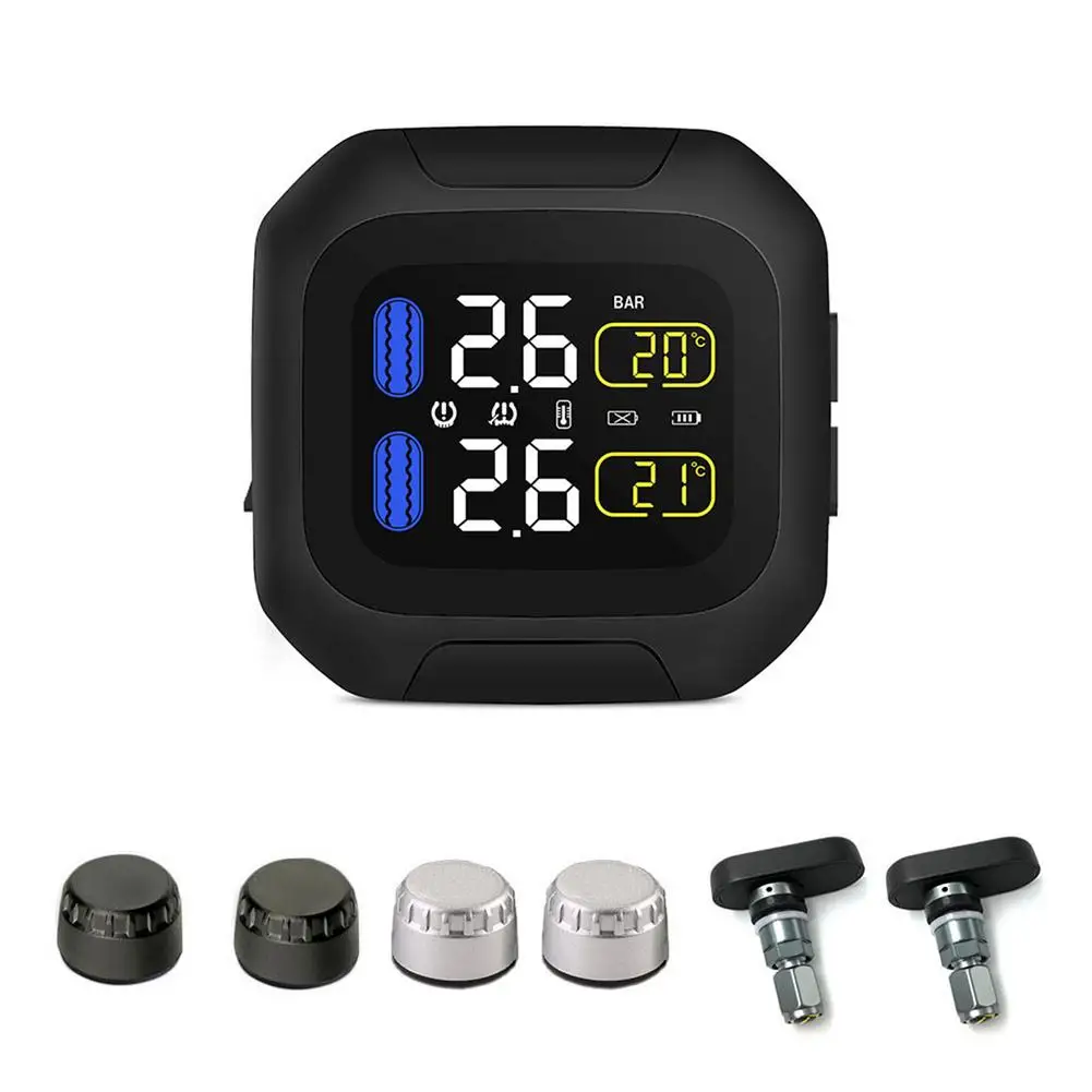 

Original Wireless Motorcycle TPMS Tire Pressure Monitoring System Motor Tyre LCD Display Internal Or External TH/WI Sensors