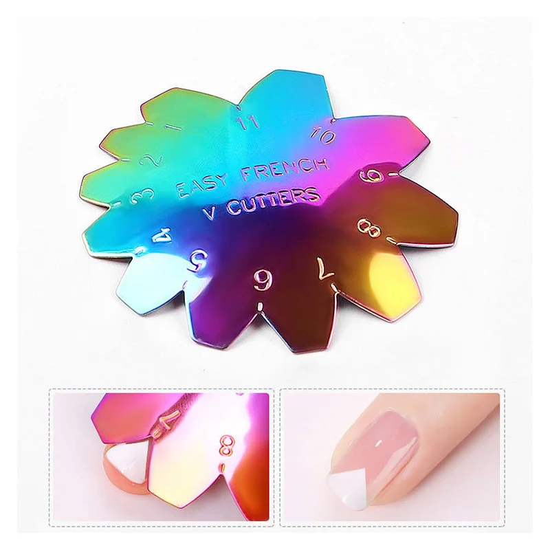 

New Multicolor French Style Nail Stainless Steel Plates Model Polishing Manicure DIY Tools Salon Crystal Nail Template Nail Tool