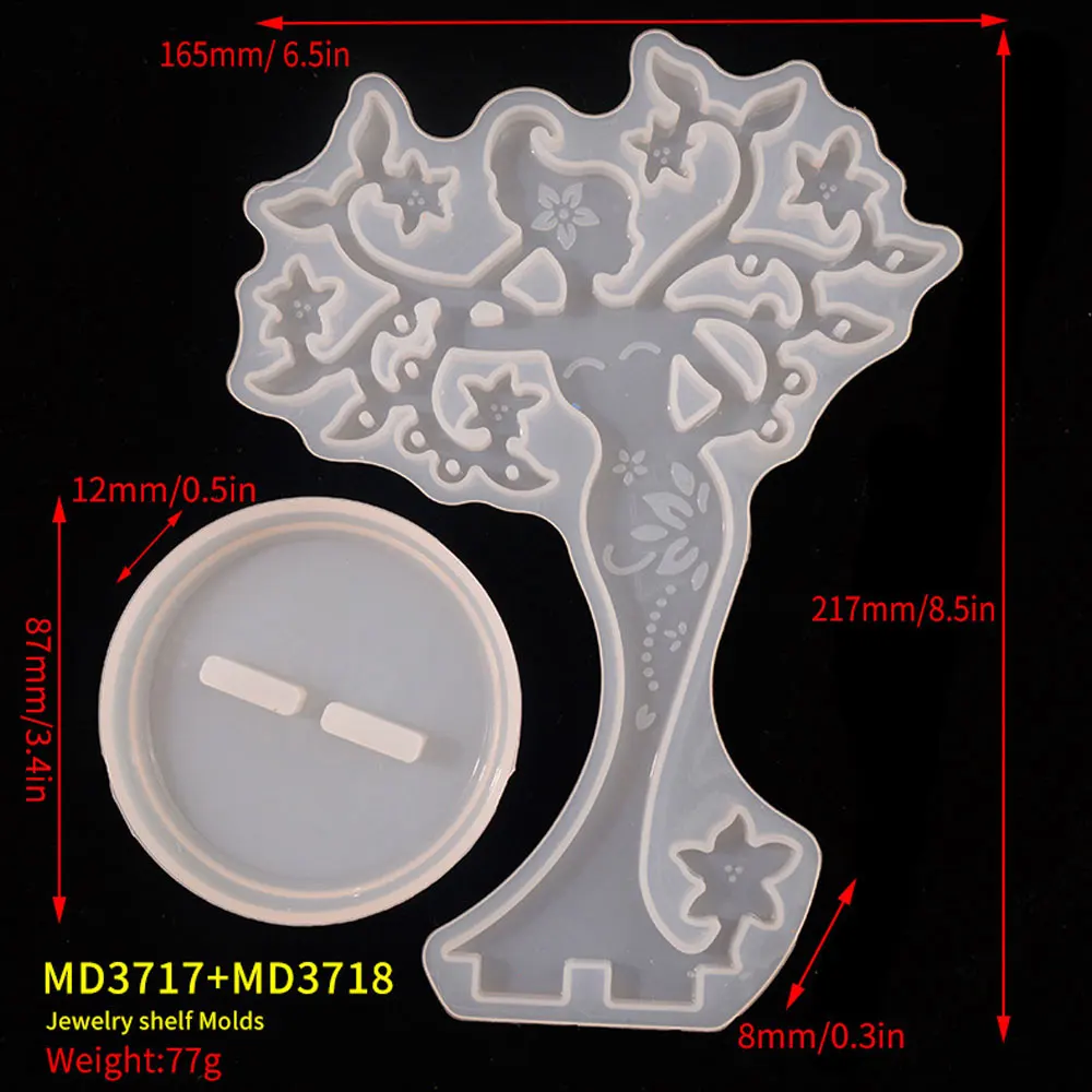 

2pcs Desktop Storage Stand Crystal Epoxy Resin Mold Jewelry Display Shelf Rack Casting Silicone Mould DIY Crafts Making Tool