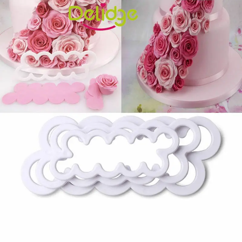 2020 Новые 3 шт/комплект Пластик 3D розы трафареты для нарезки печенья прессформы