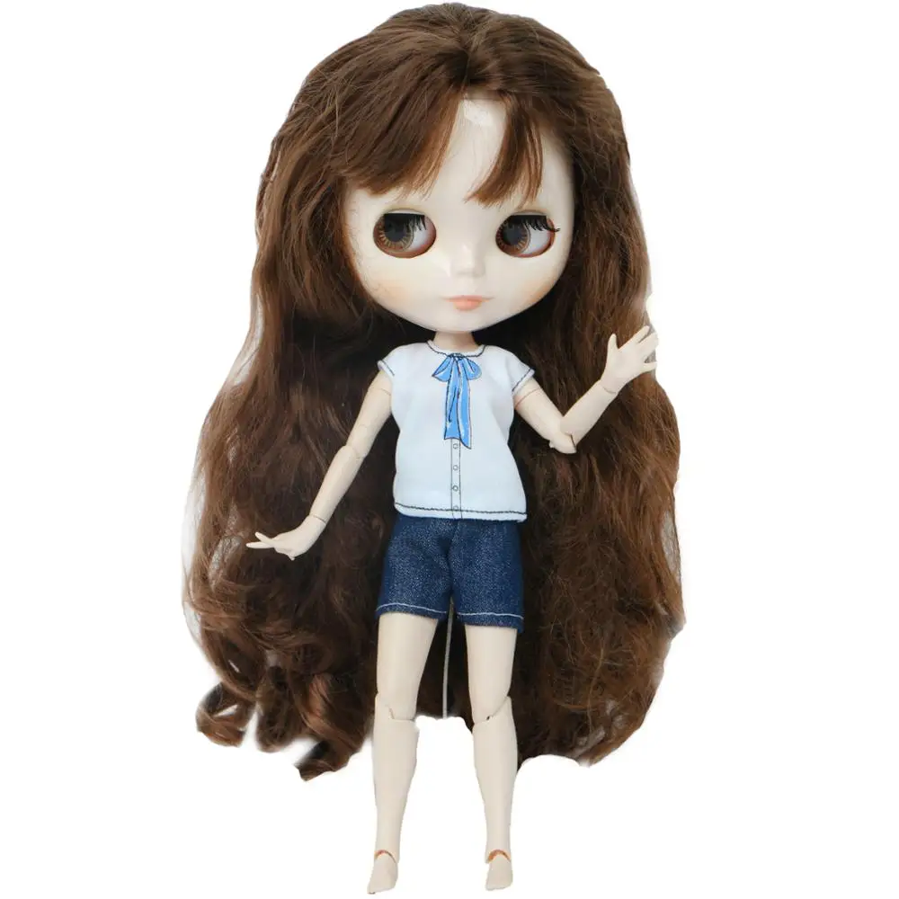 1 Set Casual Outfit Daily Wear Blue Bowknot Pattern Shirt Tops Short Pants Clothes Accessories for Blythe Doll 11.5 Inch Toy | Игрушки и