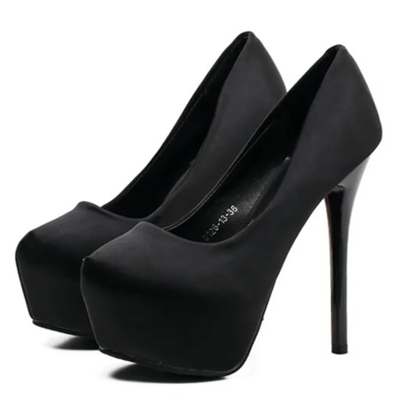 Пикантные шелковые туфли на высоком тонком каблуке 14 см в европейском и