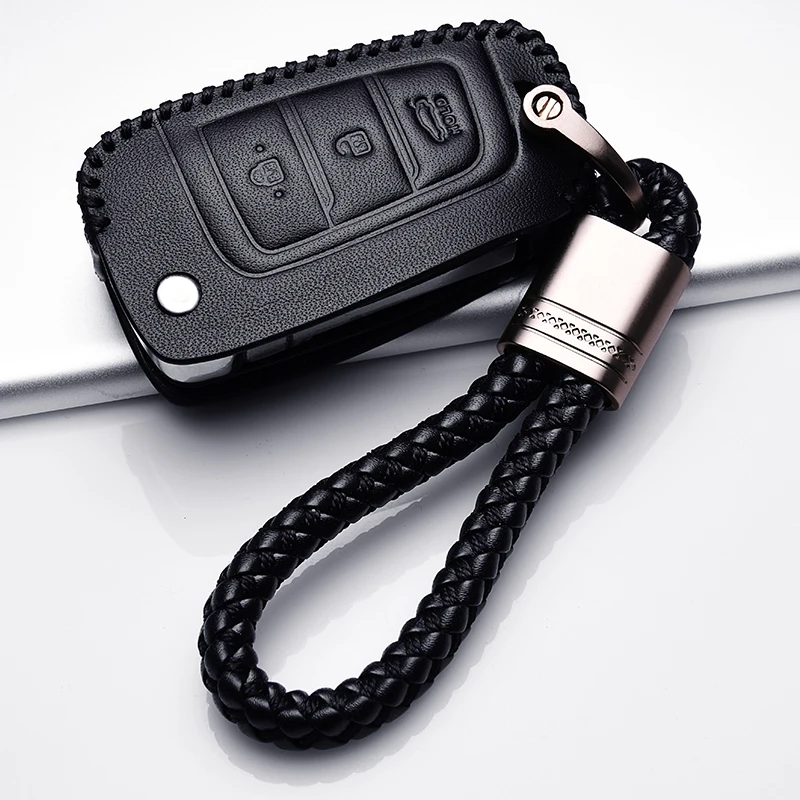 

Кожаный чехол для ключа, складной чехол для автомобильного ключа для Hyundai Solaris 2 Elantra i30 i35 i40 Tucson Kona 2017 2018 2019