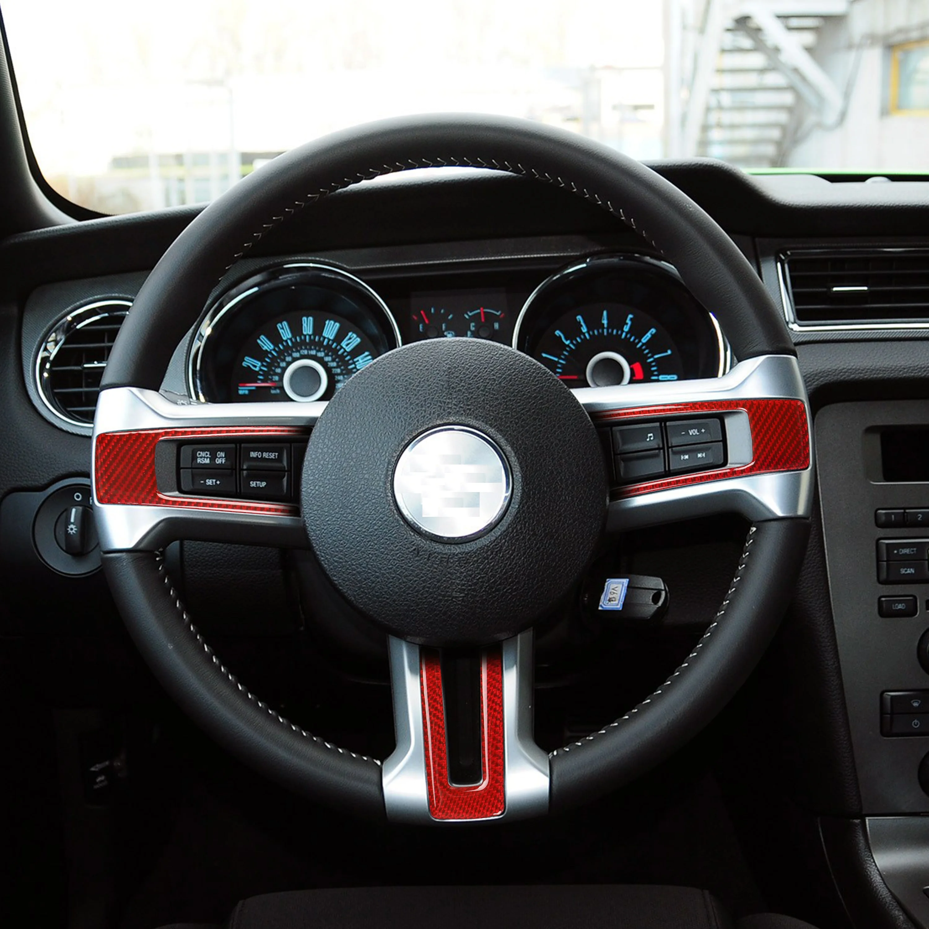 

3Pcs Carbon Fiber Steering Wheel Stickers For Ford Mustang 2009-2013 Car Accessories