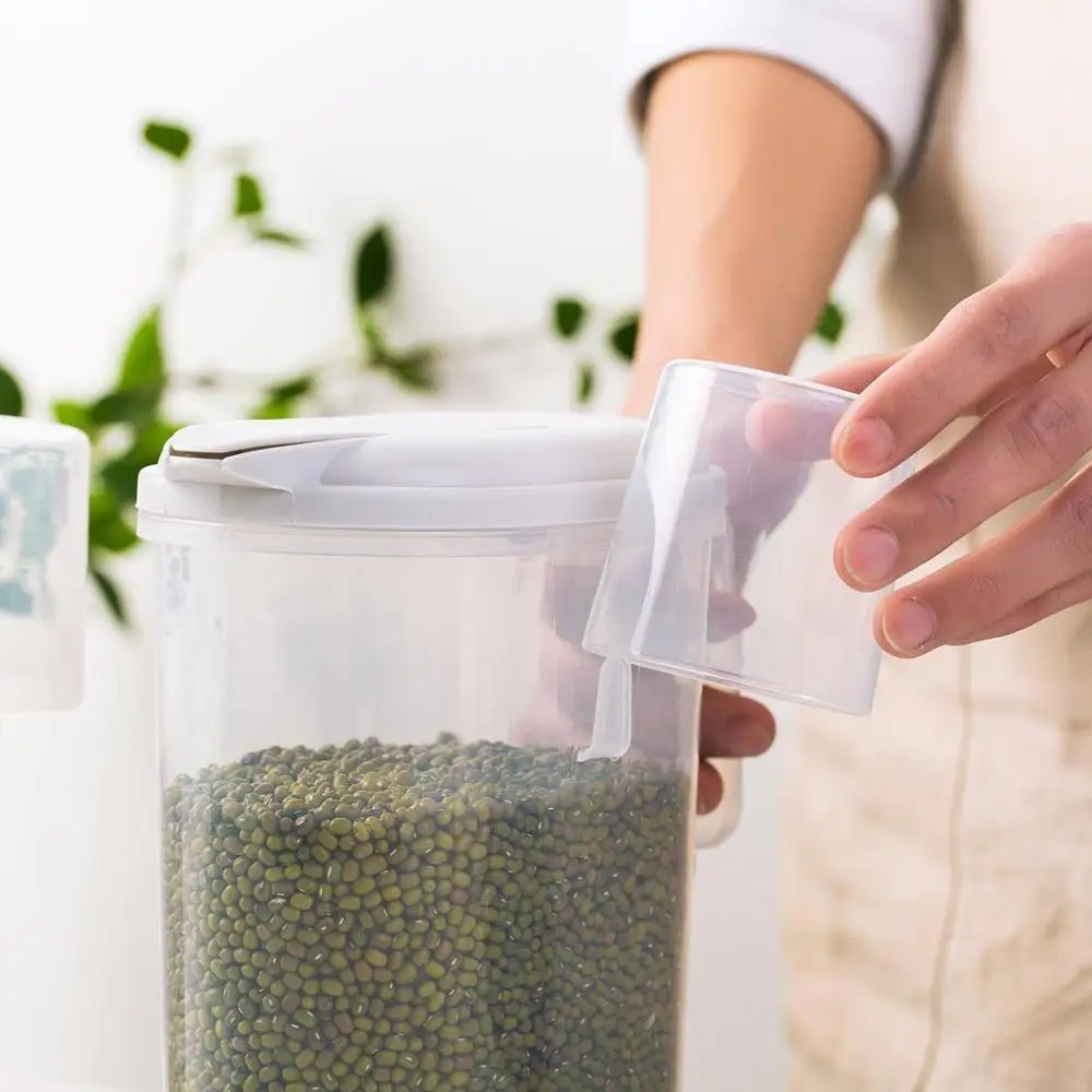Обрабатываемое пластиковое кухонное Хранение продуктов баки-контейнеры для хранения герметичные пластиковые контейнеры запечатанные банки для Твердые крупы зерна