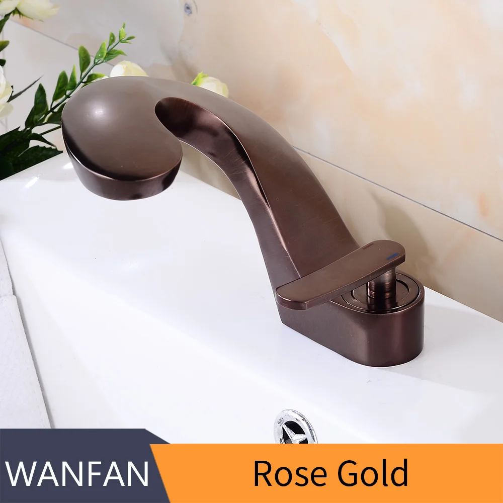 Rose Gold Смеситель для раковины, кран для раковины, черный смеситель с краном, смеситель с одной ручкой на одно отверстие, смеситель для горячей и холодной воды, кран 9520L - Цвет: Rose Gold