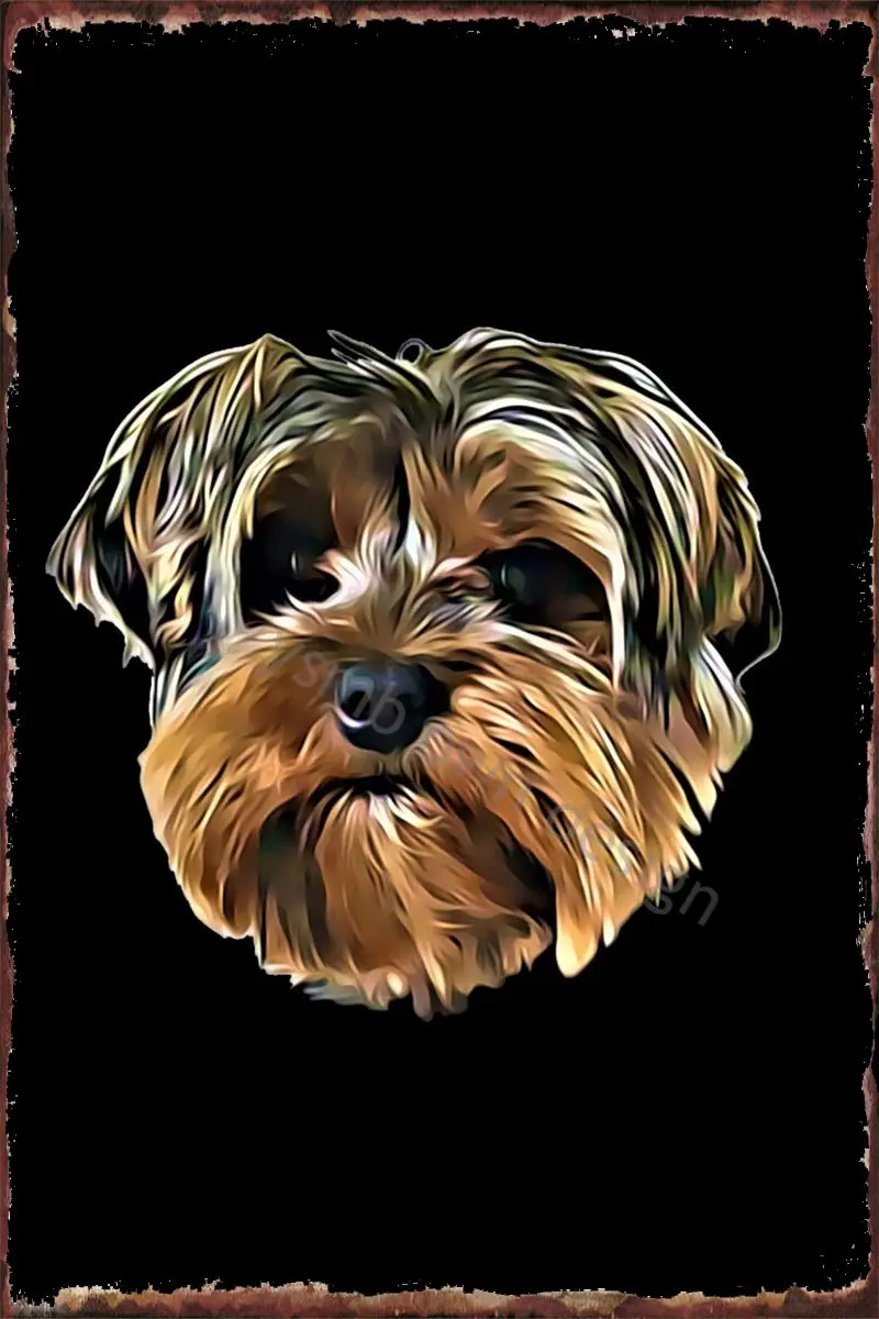 

Изображение лица йоркширского терьера, Ретро винтажный металлический знак, жестяная вывеска, оловянные пластины, Настенный декор для искус...