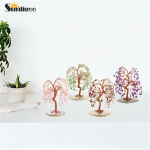 Sunligoo Исцеляющие Хрустальные Фигурки деревьев, драгоценные камни с натуральным агатом, основа для денег, дерево фэн-шуй, украшения для дома, гостиной