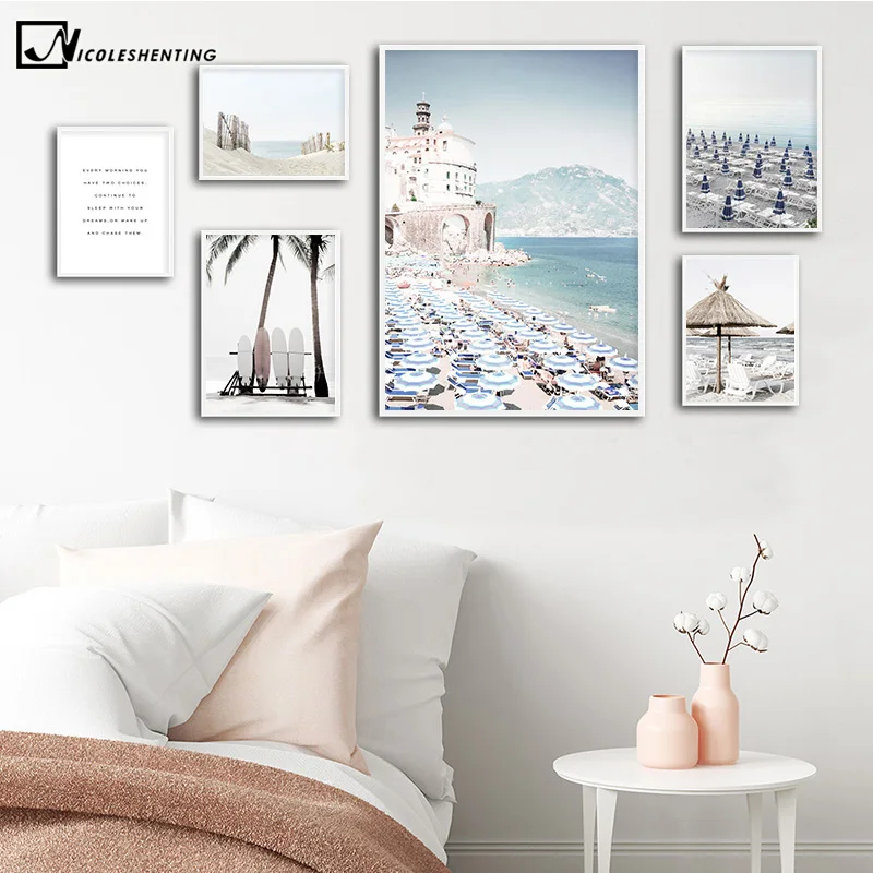 Зонт плакат с пляжным принтом пляжный зонт из амальфии|Рисование и каллиграфия| |