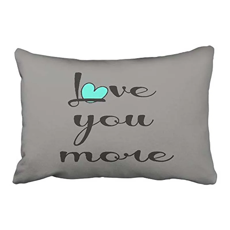 Модные декоративные Love You More черный Aqua Heart на сером декоративном наволочке Размер