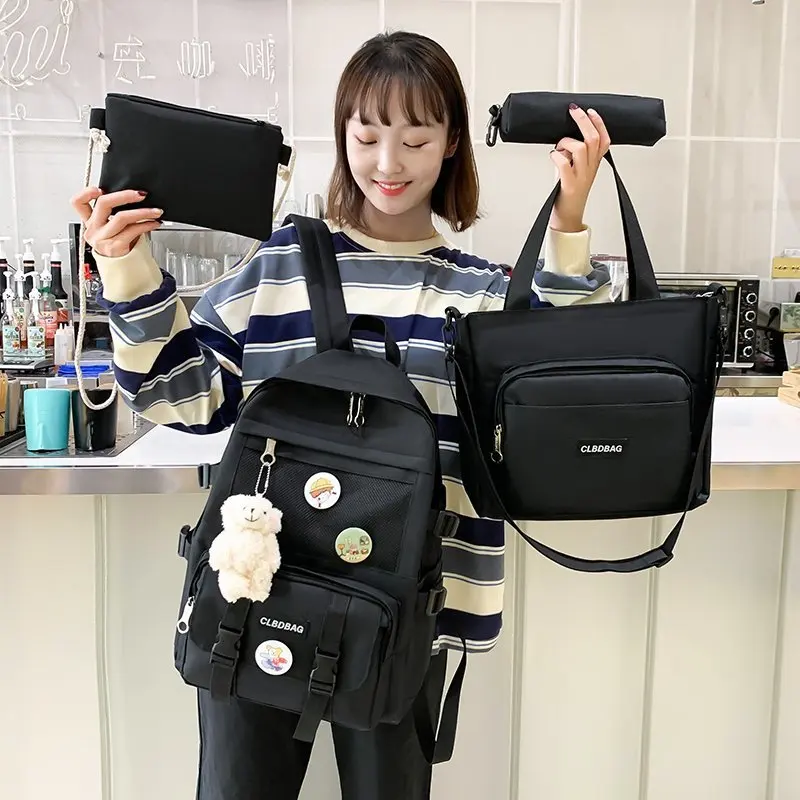 

4 pcs set Women's backpack kawaii school bags for girls mochila