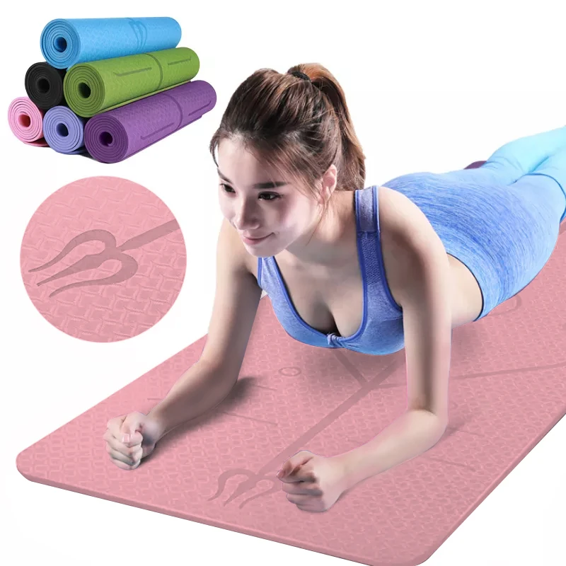 

TPE Yoga Mat With Position Line 1830*610*6mm Thick Non-Slip Mat Sports Fitness Mats For Exercise Gymnastics And Pilates Mats