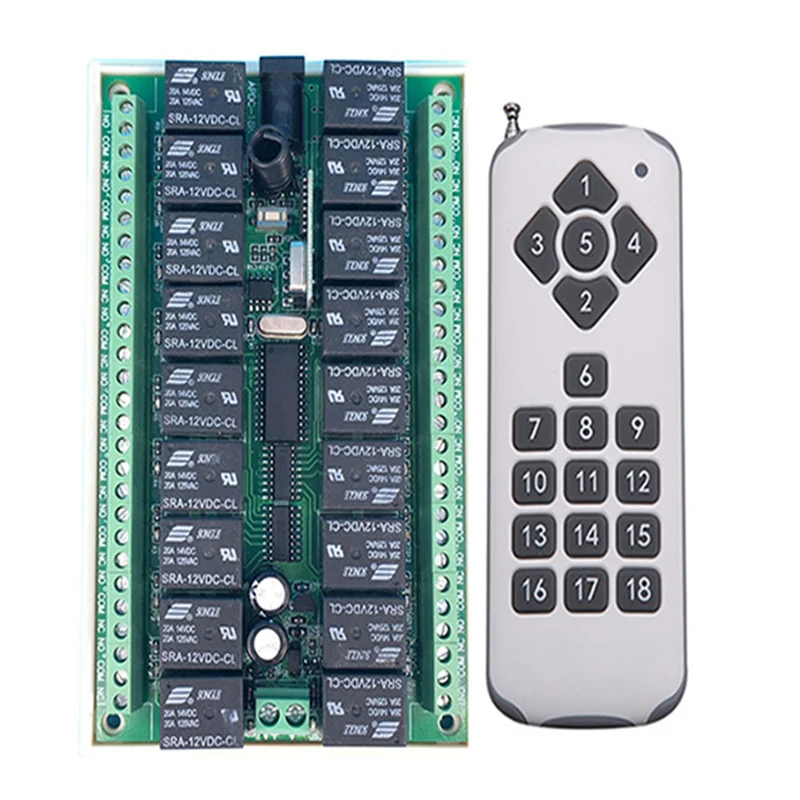 

DC 12V 24V 18 Channels 18CH RF Wireless Remote Control Switch Remote Control System receiver transmitter 18CH Relay 315/433 MHz