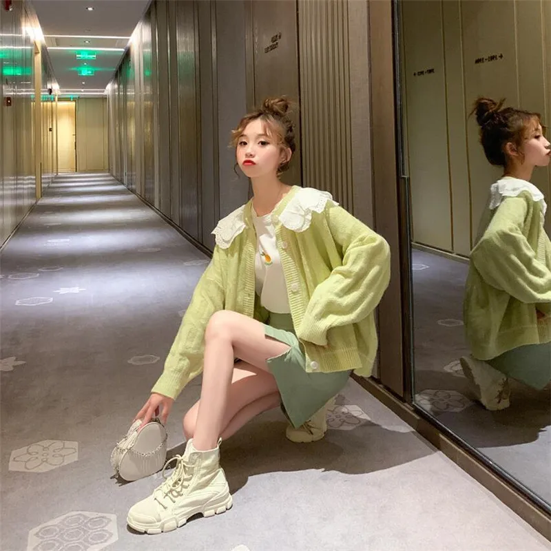 Милый кружевной свитер для женщин осень зима новый прочный фонарь с рукавами