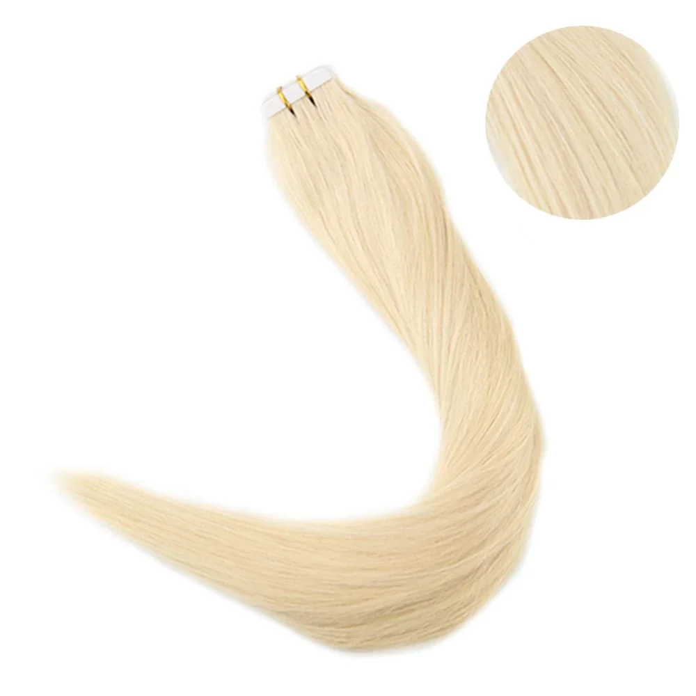 613 Bleach Blonde Полный блеск, сплошной цвет, лента для наращивания, человеческие волосы, 100 г, 40 шт., лента для волос, кожа, уток, машина для наращивания, Remy - Цвет: 613 Bleach Blonde