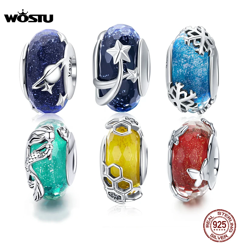 WOSTU 2019 новые стеклянные бусы из стерлингового серебра 925 пробы амулеты для женщин