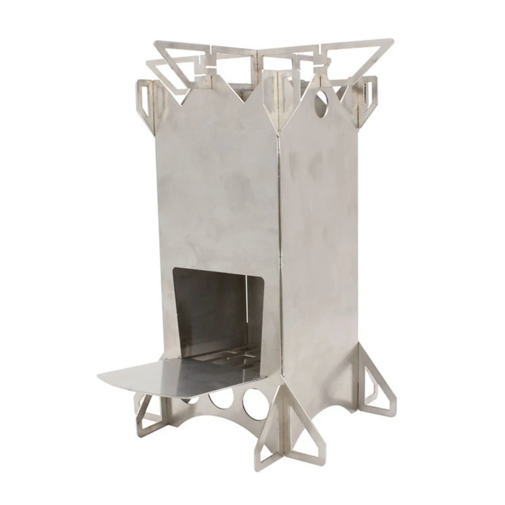 

Portable Stainless Steel Folding Wood Stove Collapsible Burning Rocket Stove for Outdoor Camping Hiking Picnic Cooking