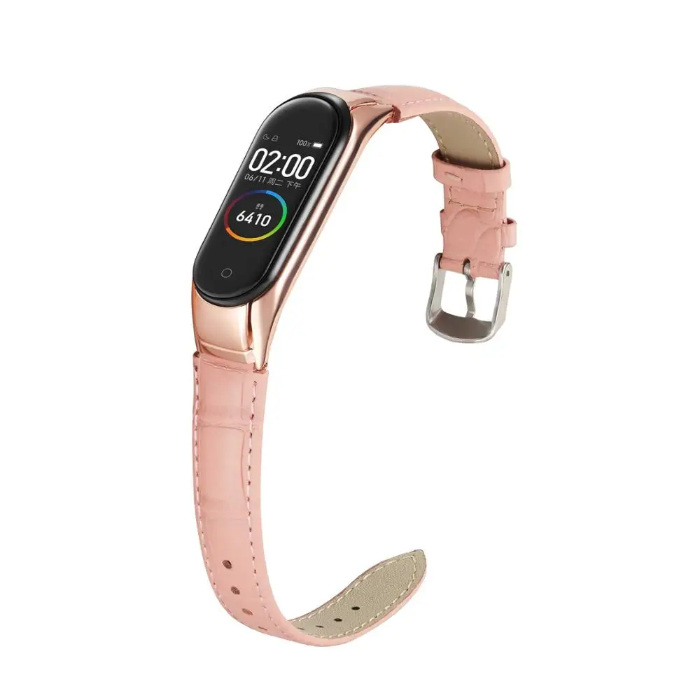 Ремешок на запястье для Xiaomi Mi Band 3 4 кожаный Смарт браслет высокого качества