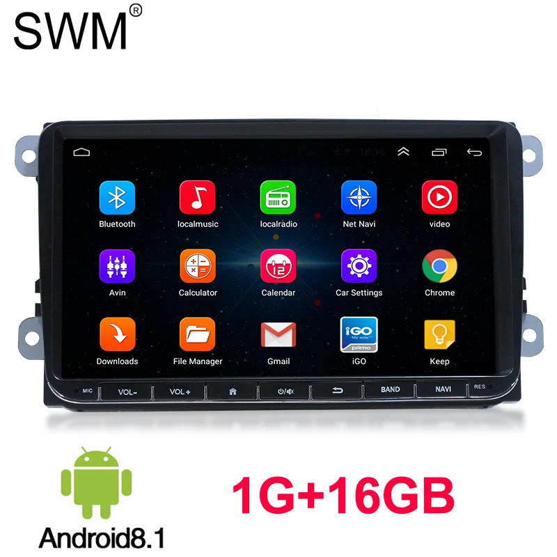 " Автомагнитола для VW Polo Golf Volkswagen Android 8,1 радио Coche Авторадио камера заднего вида 1080P зеркальная связь радио самоходов - Цвет: Car Radio Only