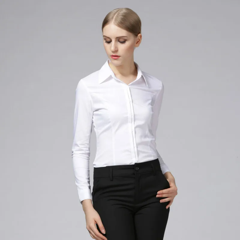 Однотонное белое боди Ruoru с длинным рукавом женские офисные деловые топы и блузки