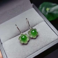 natural spinach green hetian jade flower pattern earrings s925 pure silver fine fashion weddings new2020 jewelry for women%e3%80%90fs%e3%80%91