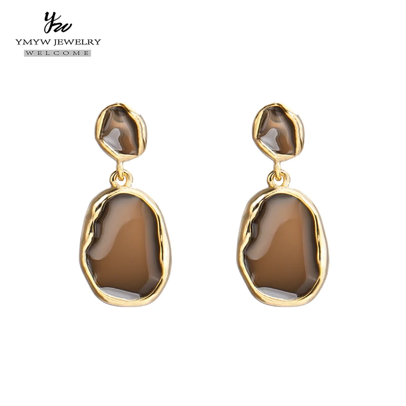YMYW Pendientes Mujer Moda модные очаровательные эпоксидные Висячие длинные Винтажные серьги золотые металлические серьги женские медные ювелирные изделия Новинка