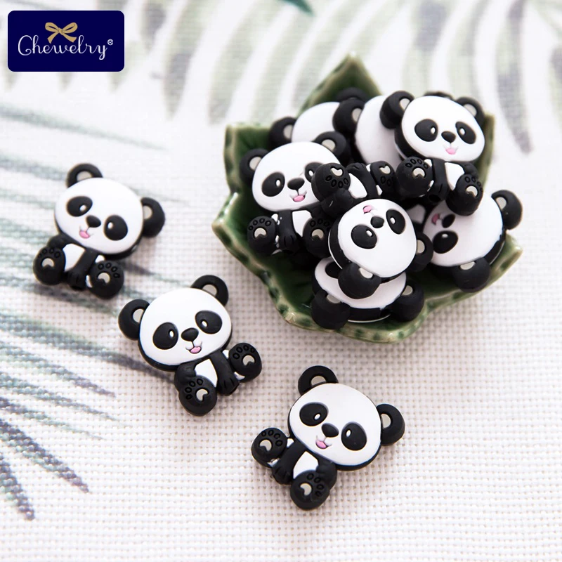 

10PC Silicone Teether Beads Panda Lion DIY Pacifier Chain Necklaces Pendant Bite Chew Bite Chew Rodent For Teething Kids Goods