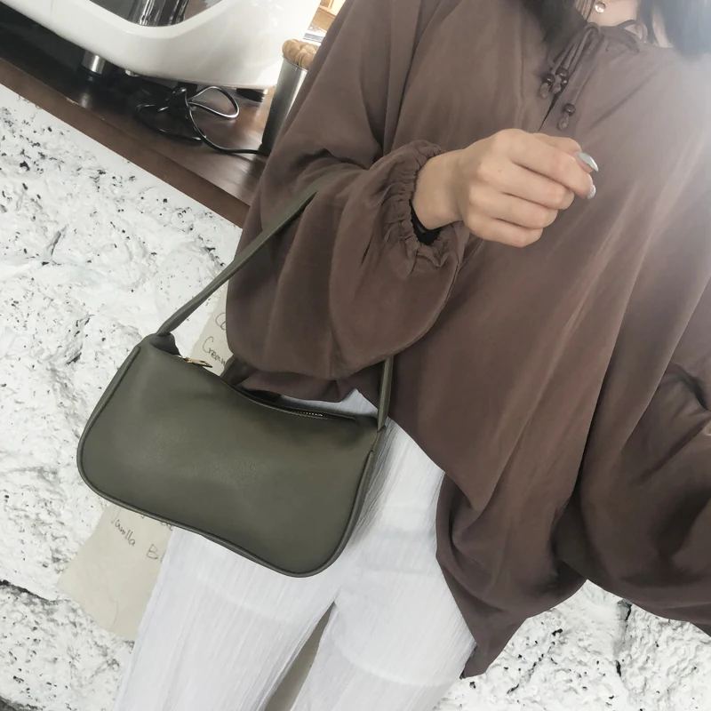 Small Brand Female Handbags Luxury Handbags Women Bags Designer Hobos Purses Moon Woman's Handbag Shoulder Bags Vintage Bag - Цвет: Dark Green