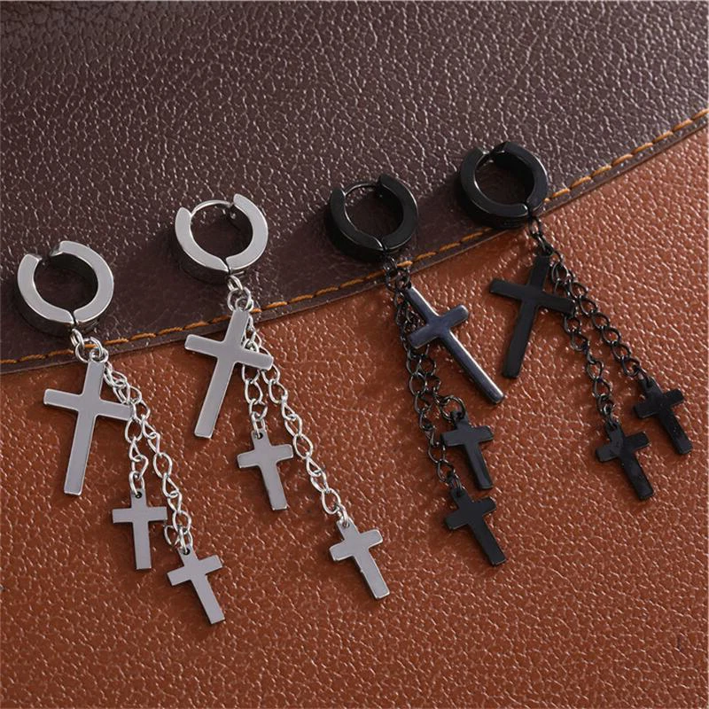 

Trendy Stainless Steel Tassels Cross Ear Cuff For Women Men Jewelry Statement Clip on Earrings Earcuff Brincos Mujer Moda
