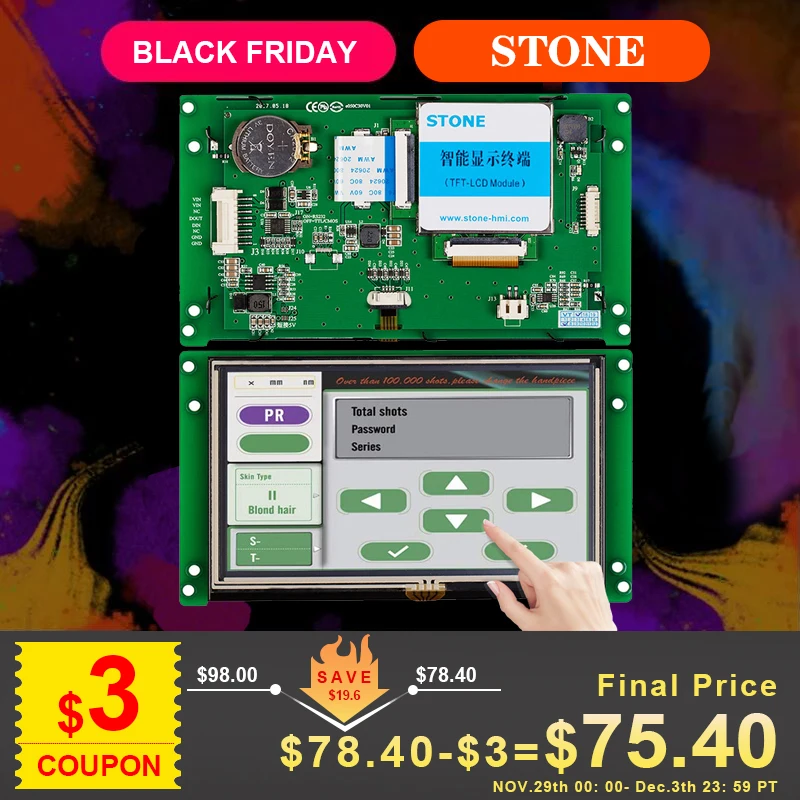 

Промышленный встроенный жк-монитор 5,0 дюйма с контроллером + программа поддержки любого микроконтроллера