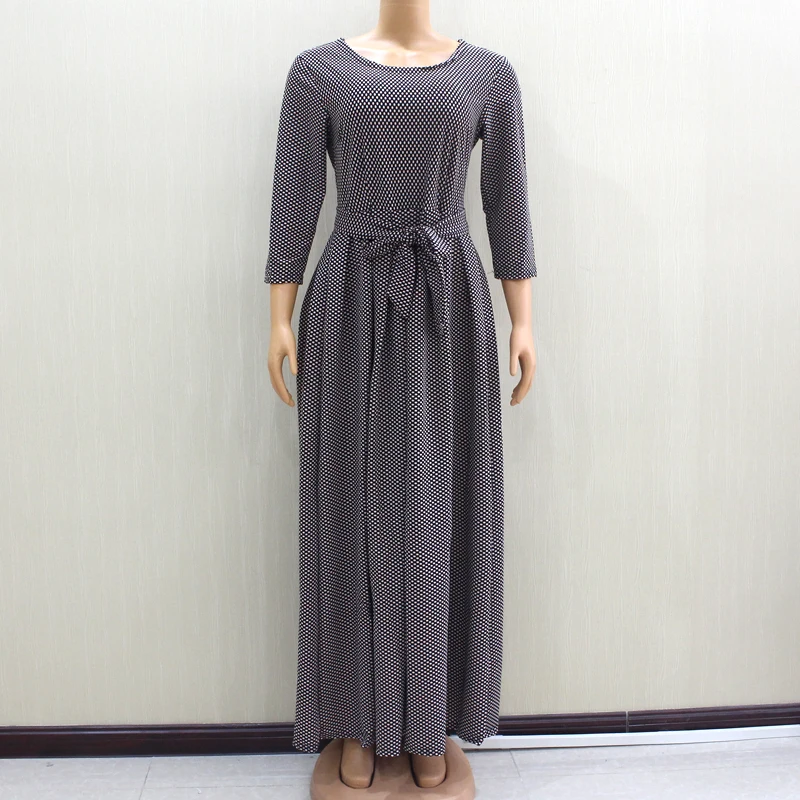 2020 модные африканские платья для женщин с круглым вырезом элегантные тонкие