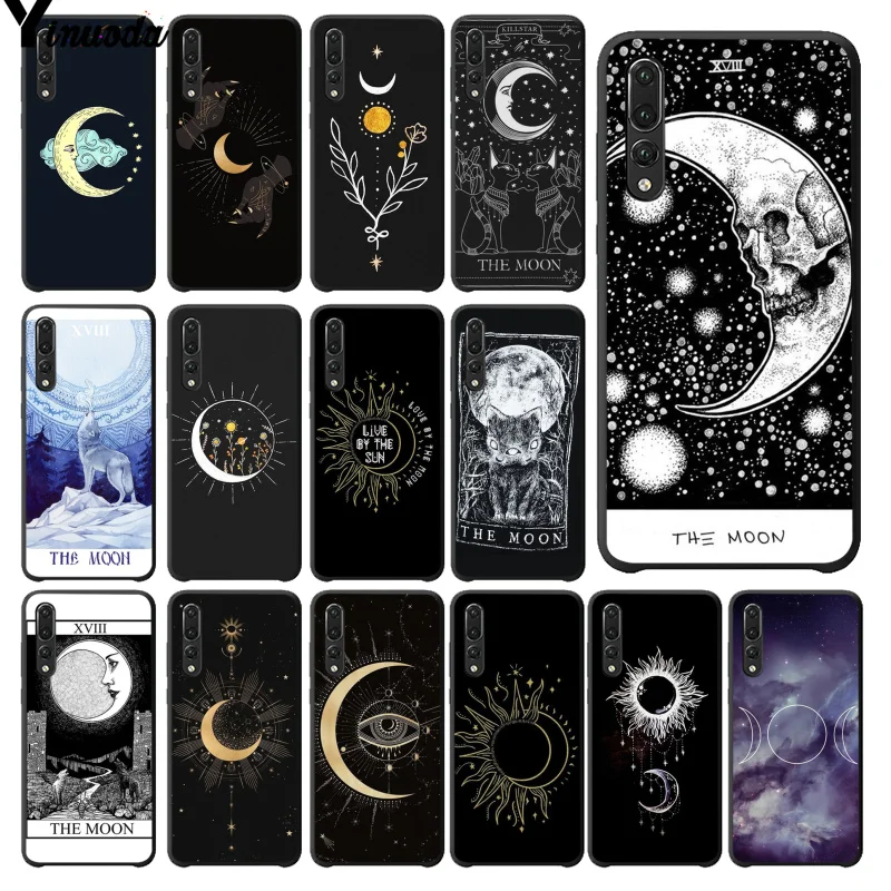 Yinuoda Magic Moon Tarot Soft Black Phone Case for Huawei P20Lite P10 Plus Mate10Lite Mate20 P20 Pro Honor10 View10 | Мобильные