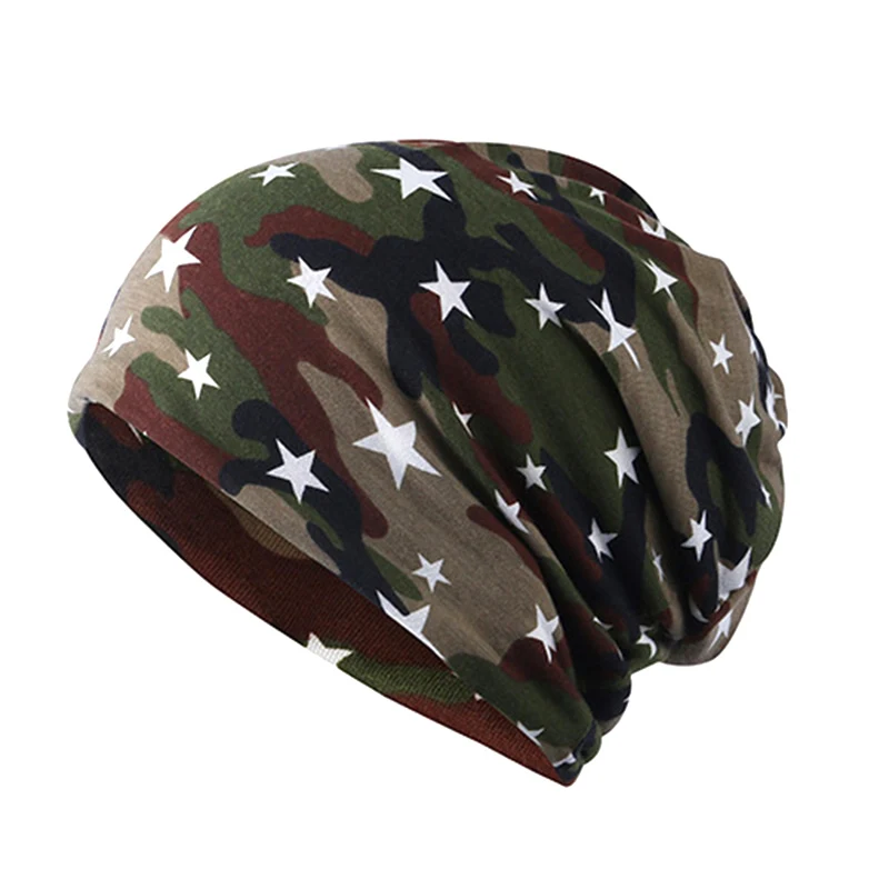 Зимняя женская хлопковая шапка с принтом звезд облегающие шапки для женщин шарф