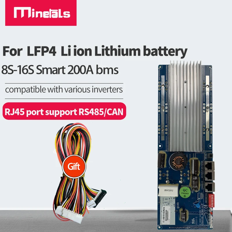 

8S-16S 200A Smart BMS Compatible Inverter For Li-ion LiFePo4 Solar BMS Supports Inverter Cell Balance PCM