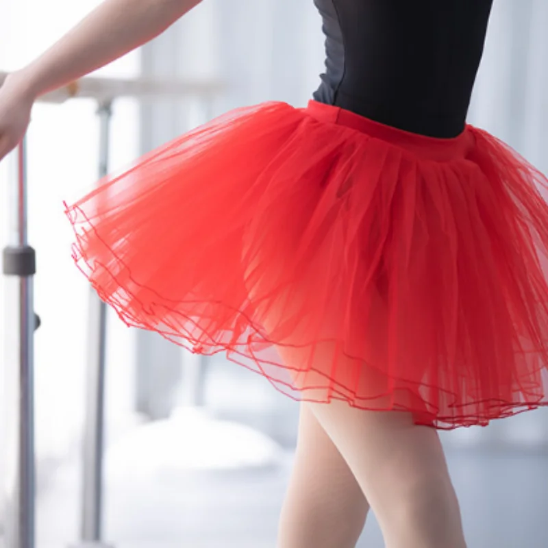 

Women Dance Practing Ballet Clothing Stage Performance Solid Color Bubble Multi-layer Gauzy Skirt