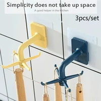 3 piecesset of hanging 360 degree rotating multifunctional spoon holder accessories self adhesive seamless hook storage rack