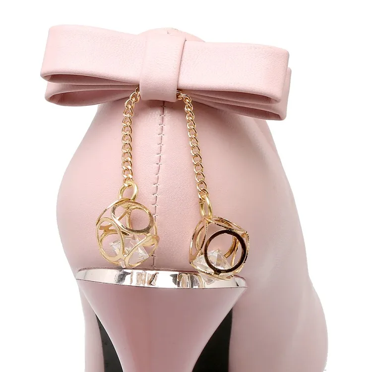 Женские туфли-лодочки на платформе тонком каблуке с узлом-бабочкой круглым