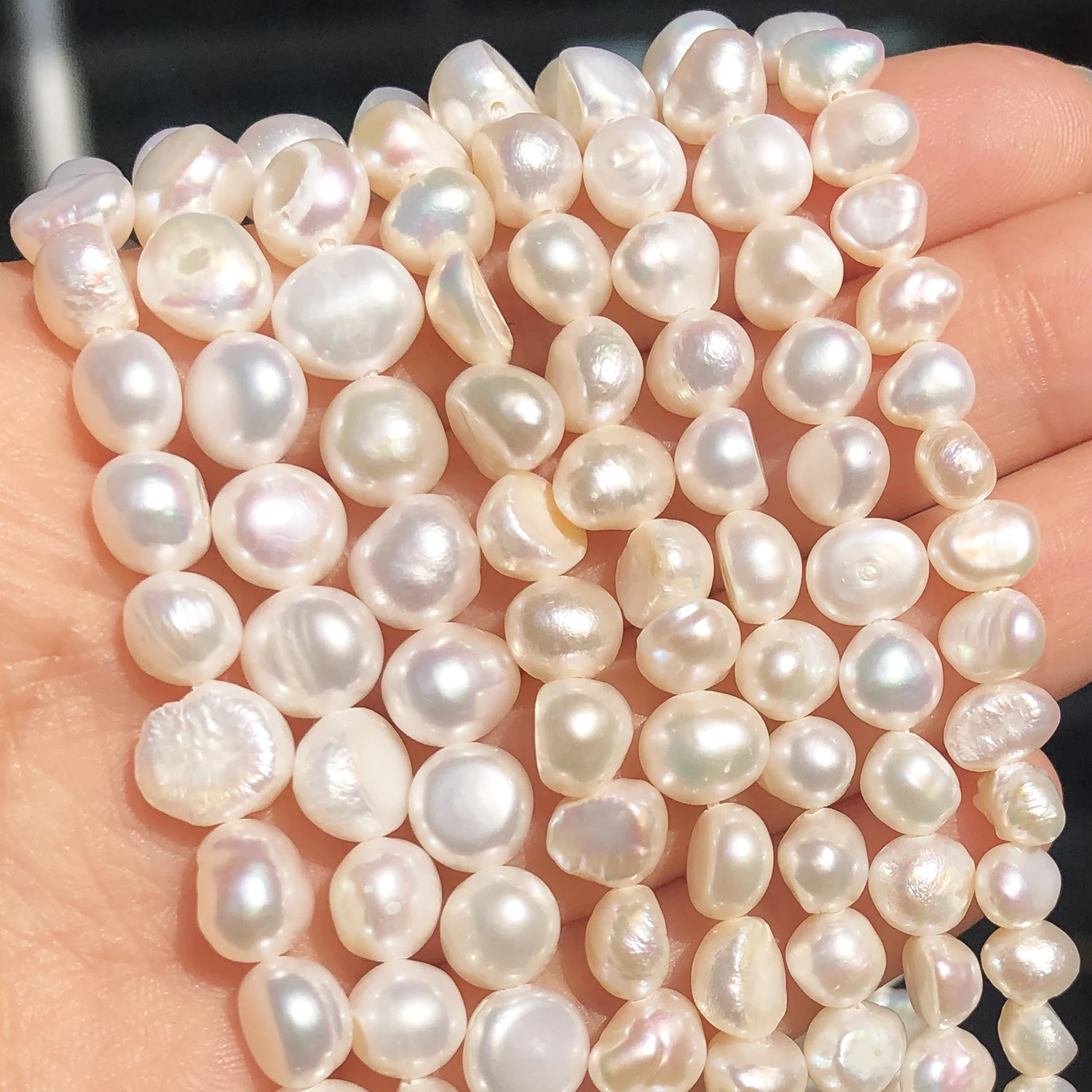 

4-8mm Fine Natural Pearl Beads White Freshwater Pearl Punch Beads for DIY Craft Bracelet Necklace Jewelry Making 15''inches