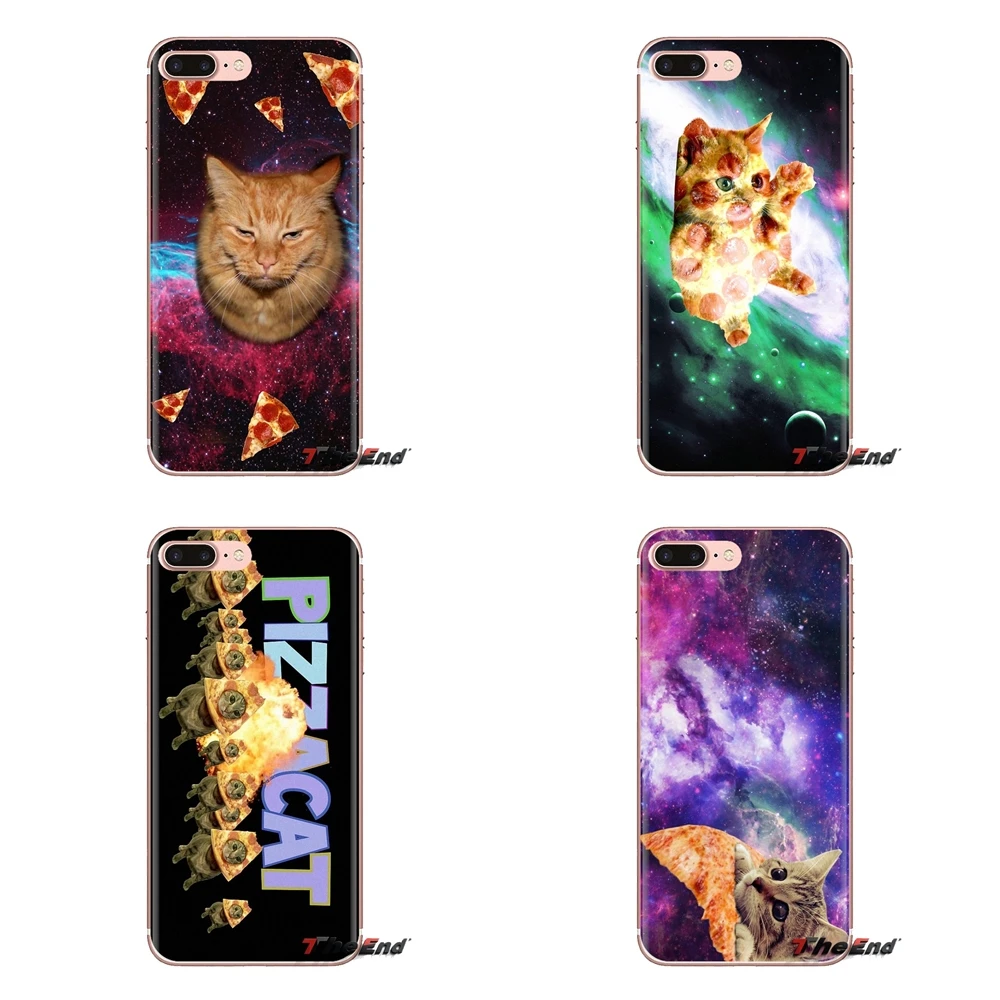 Кот поедающий пиццу дизайн в космосе художественные чехлы для iPhone XS Max XR X 4 4s 5 5S 5C SE