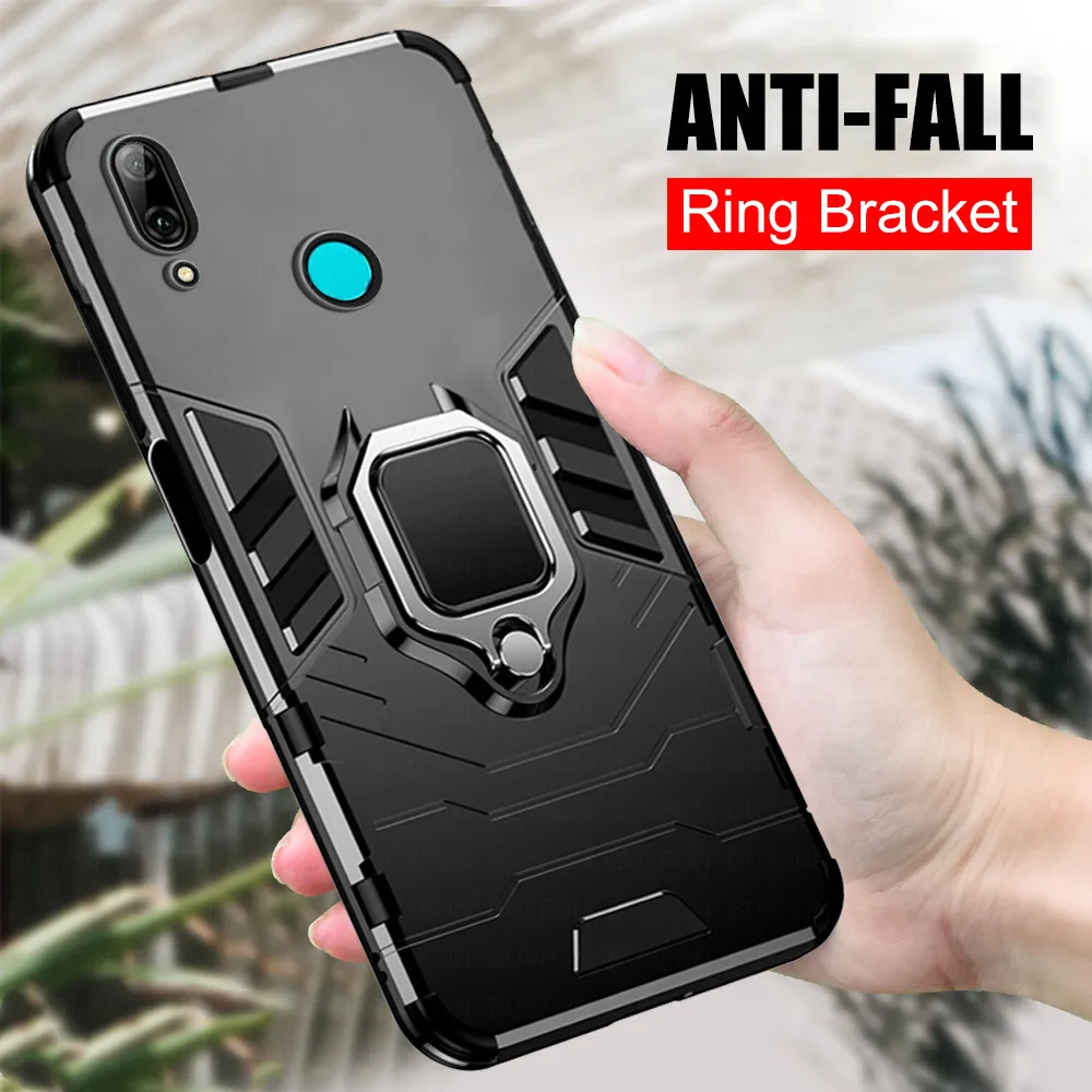 armored finger ring bracket magnetic phone case for huawei p smart plus 2019 2018 p smart z psmart pro 2019 stand anti fall case free global shipping